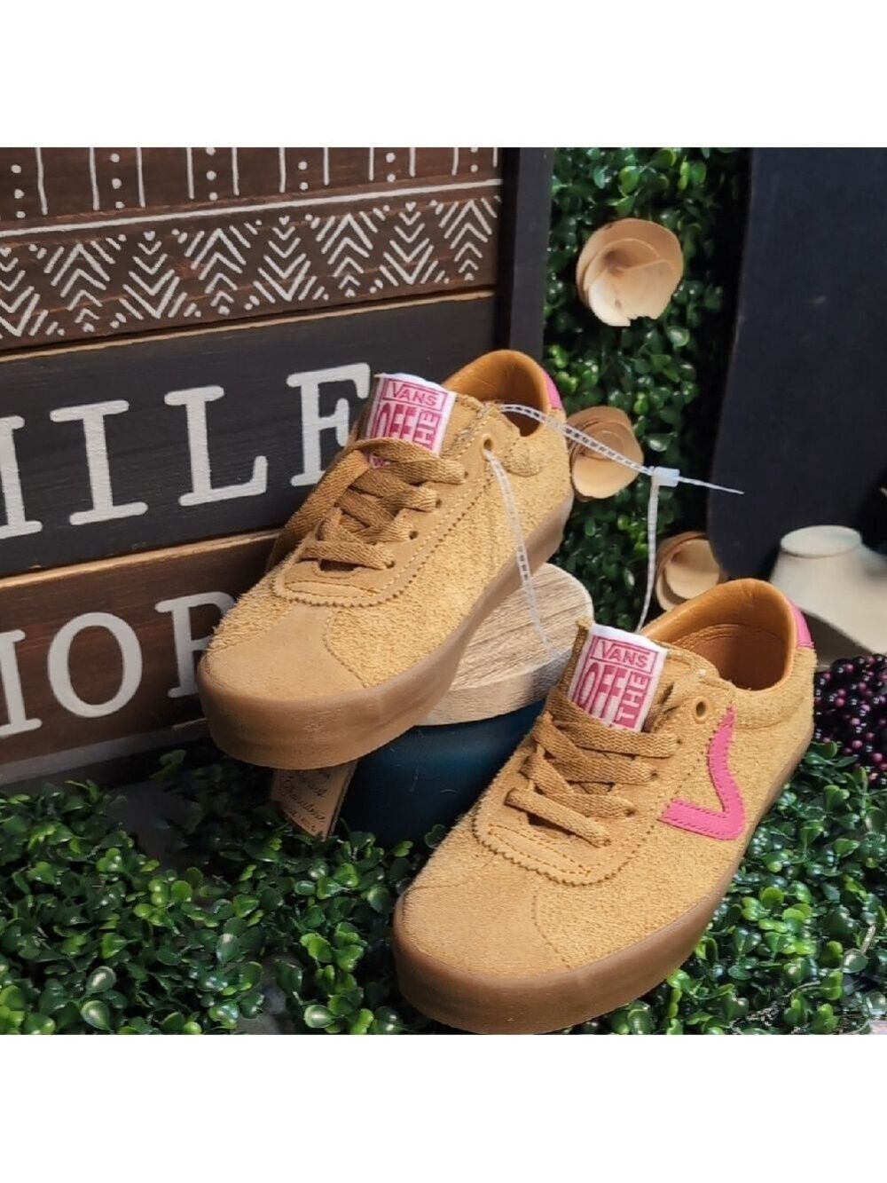 Sassy Suede & Popn Pink Leather Ladies Vans - Picture 13 of 14